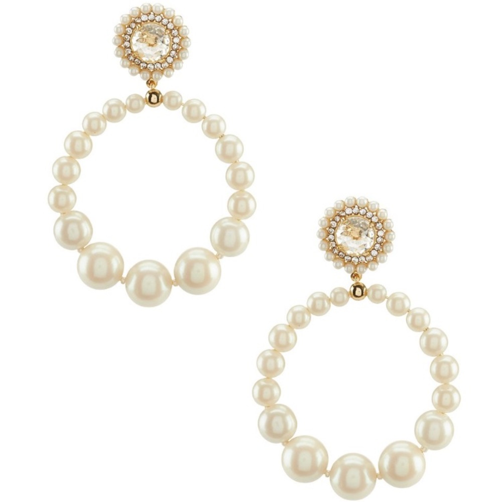 Kate Spade Luminous Pearl Hoop Statement Earrings